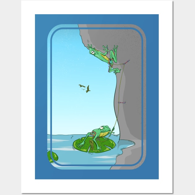 Frogs Rock Climbing Wall Art by mailboxdisco